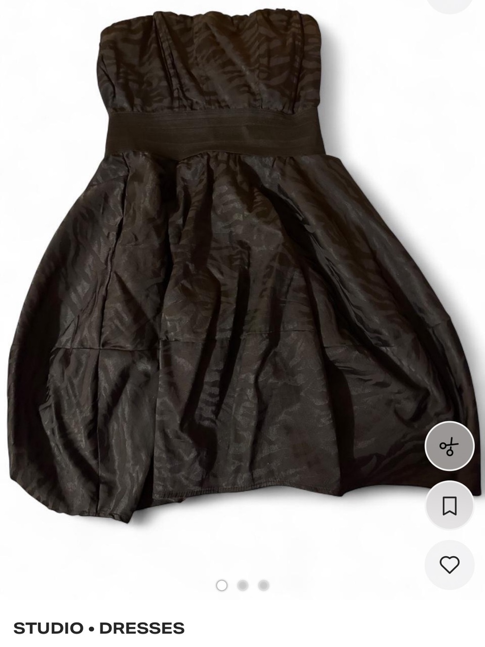 Studio Y Black Textured Strapless Bubble Dress